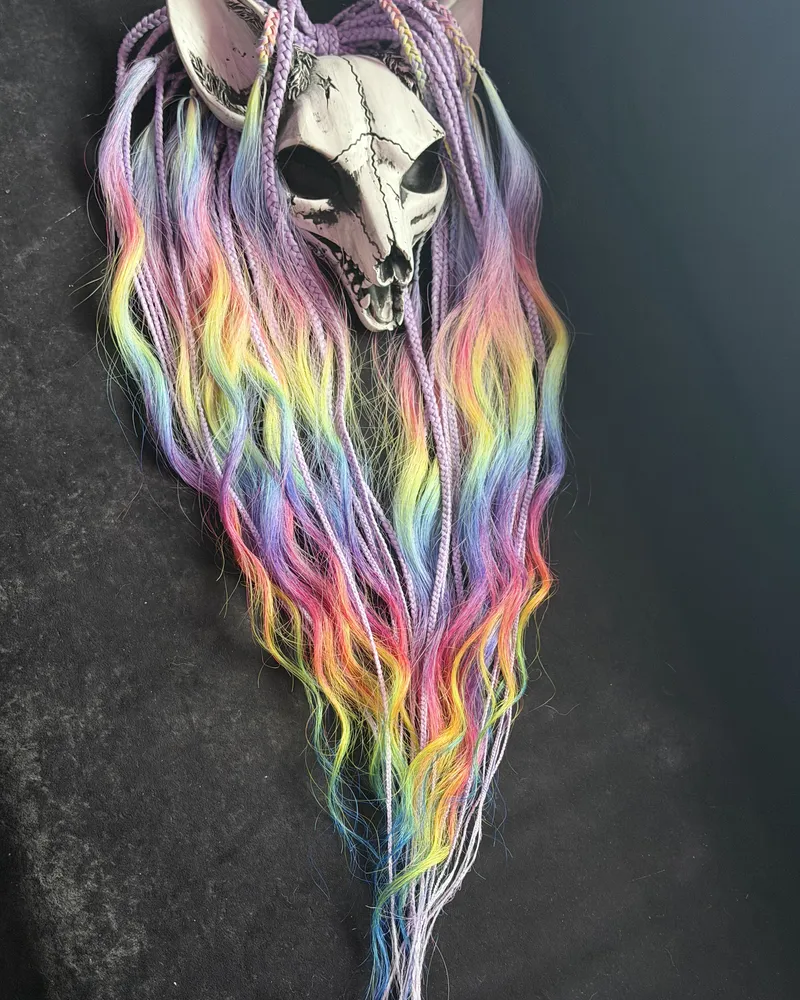 Rainbow kanekalon braid set — stylist Nadzeya, Vilnius